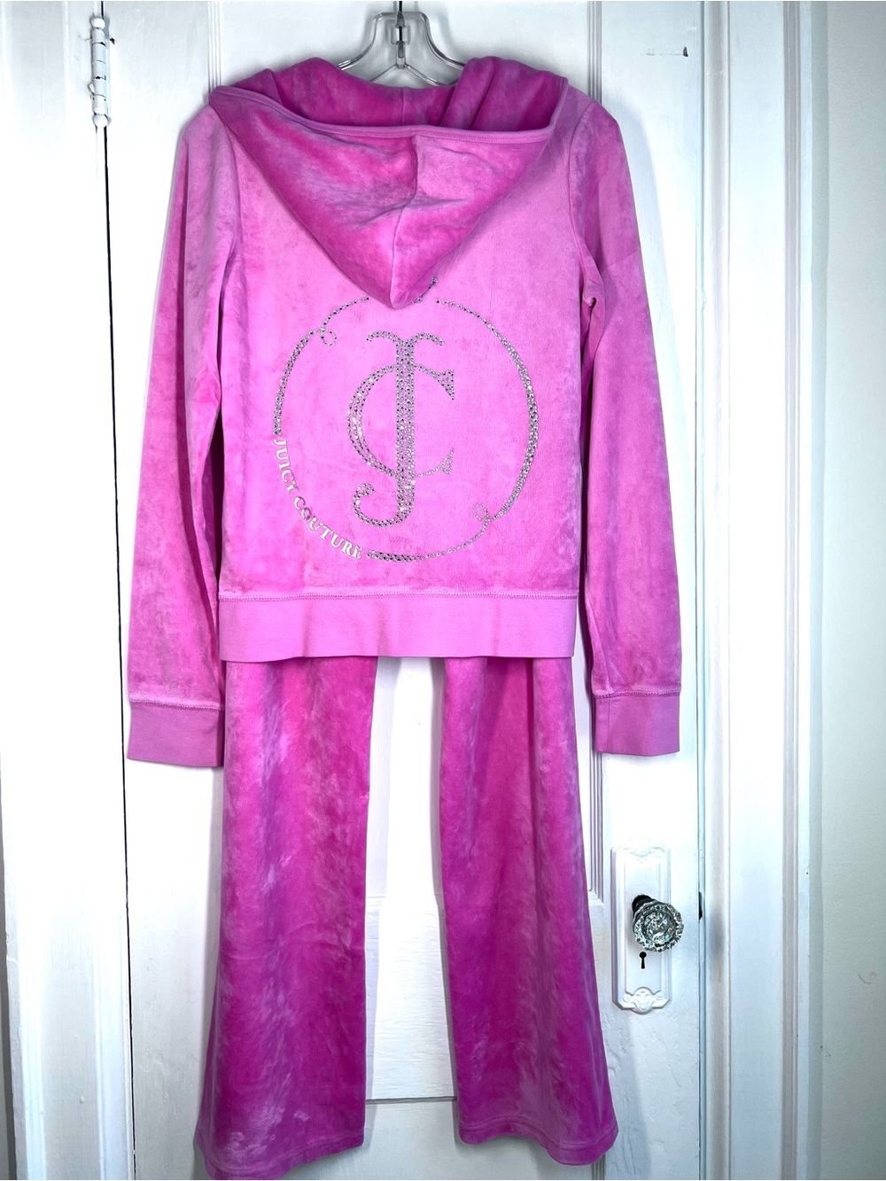 Juicy Couture Rhinestone Terry Cloth Tracksuit Loungewear Set Bubblegum Pink
